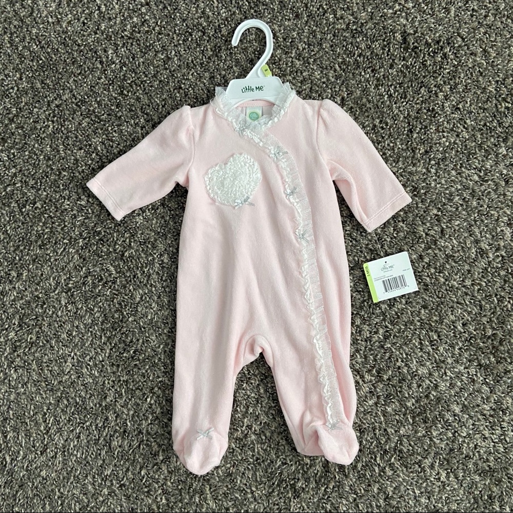 Baby Girl Velvet and Lace Footie